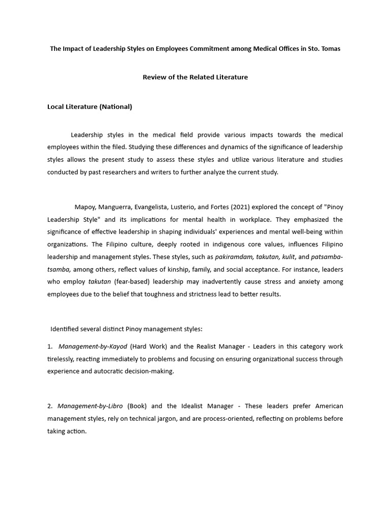 RRL (Revised) | PDF | Leadership | Transformational Leadership