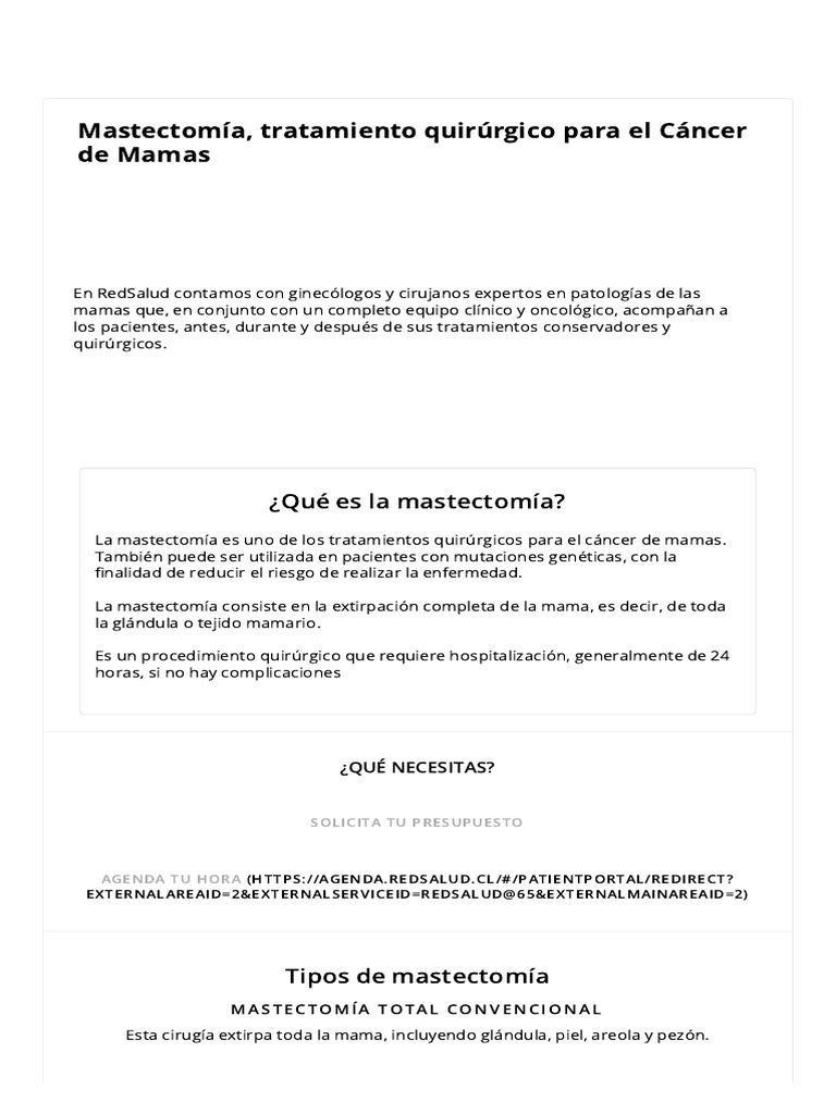 Mastectomía PDF Pecho Mastectomía