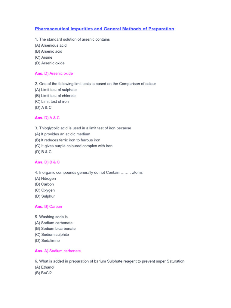 Pharmaceutical Impurities Testing Methods | PDF