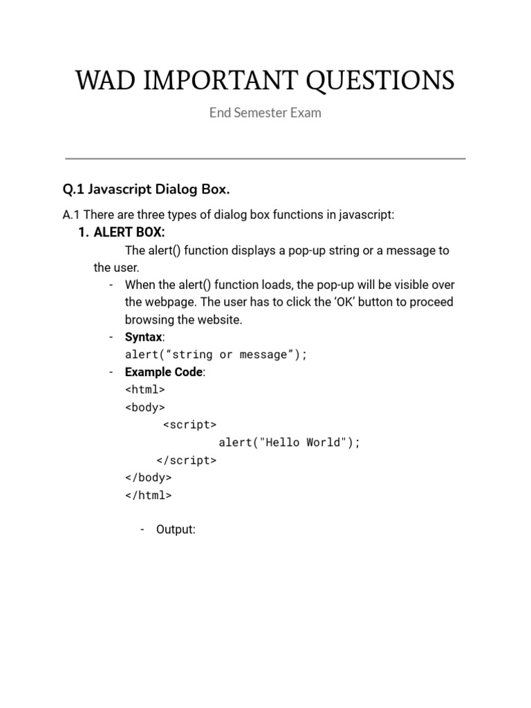 JavaScript Dialogs, DOM, and Validation Guide | PDF | Document Object ...