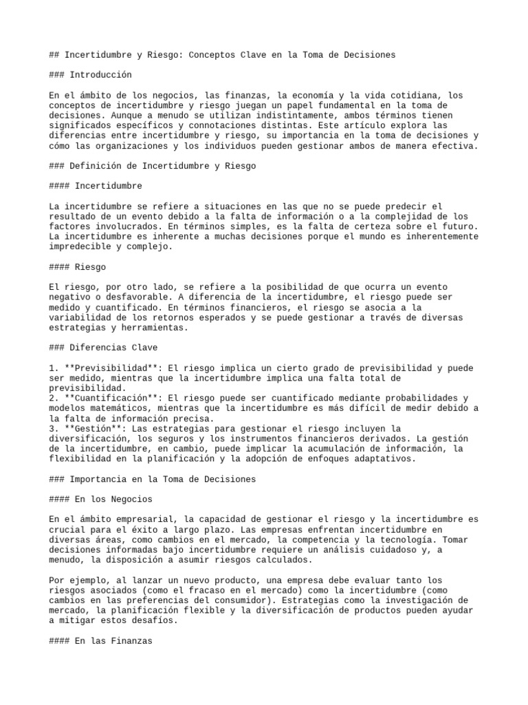 Gestión de Incertidumbre y Riesgo | PDF | Riesgo | Incertidumbre