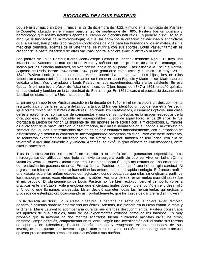 Biograf a de louis pasteur pdf luis pasteur biolog a