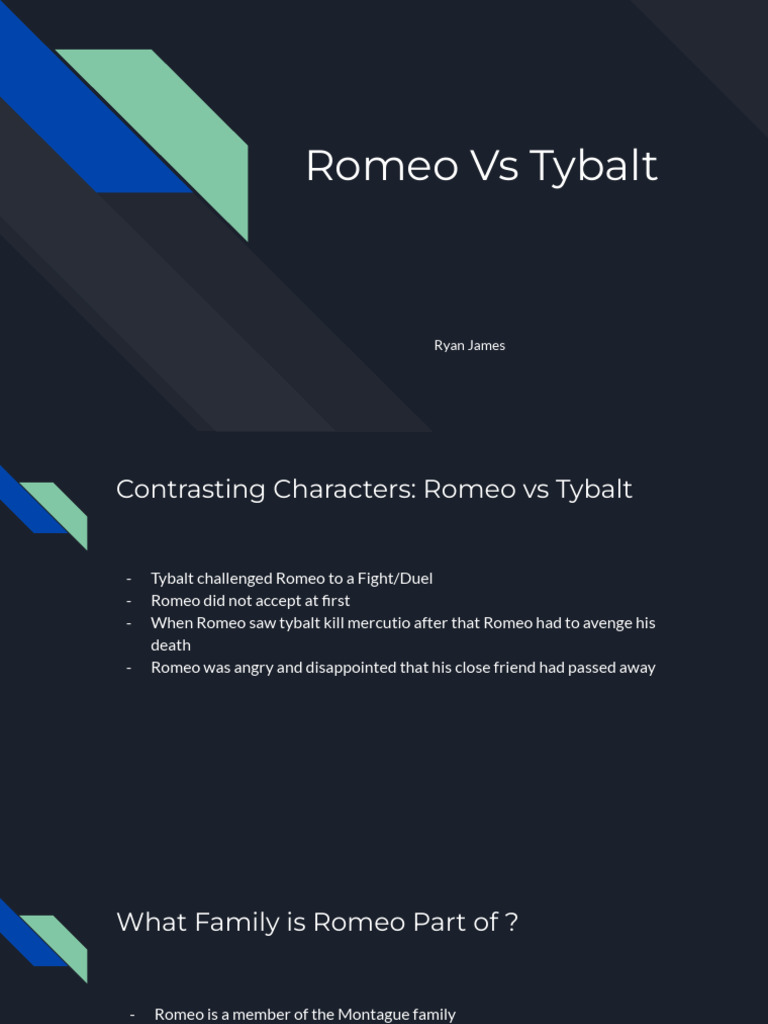 Romeo Vs Tybalt II ENG CPT Grade 9 St. Edmund Campion Secondary | PDF ...
