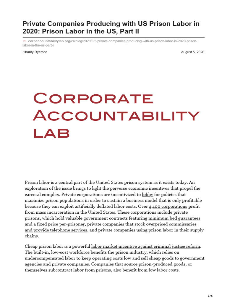 US Prison Labor: Companies & Practices | PDF | Prison | Labour Economics