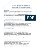 Fiche de Français: Incipit de Voyage Au Bout de La Nuit (Louis-Ferdinand Céline)