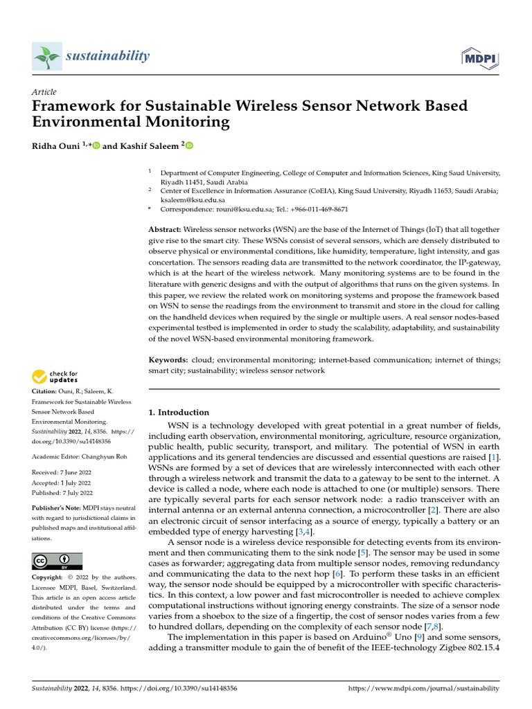 F Sustainability-14-08356 | PDF | Wireless Sensor Network | Computer ...