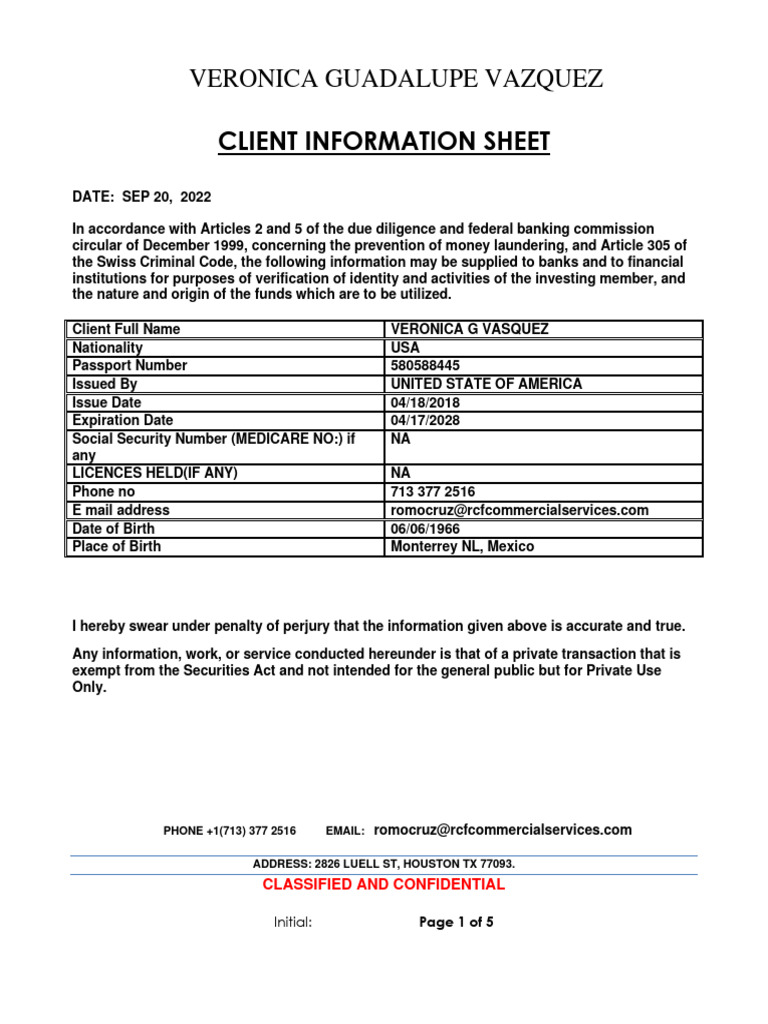 Cis Form Veronica G. Vazquez | PDF