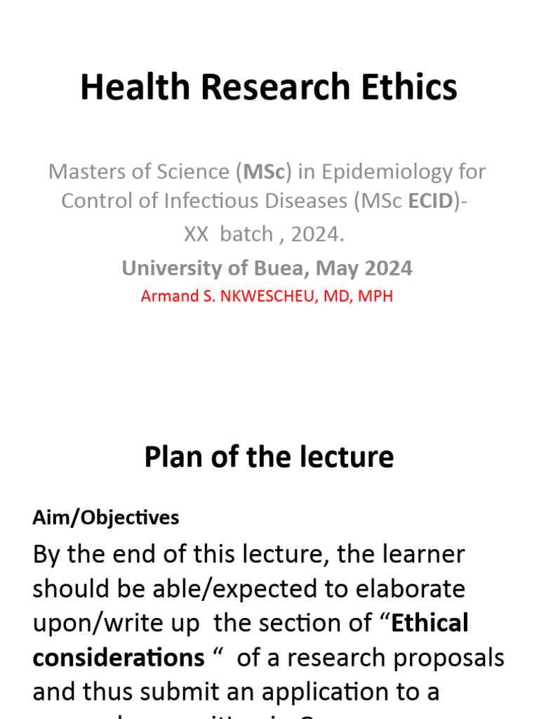 Health Reseach Ethics (ECID UB JMay 2024) XX Batch | PDF | Health Care ...
