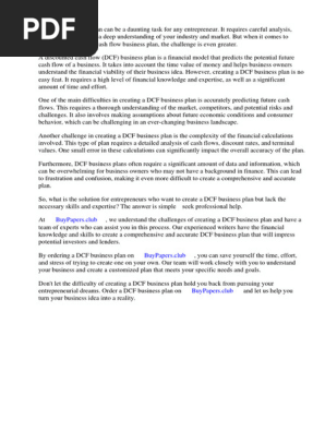 Discounted Cash Flow Business Plan