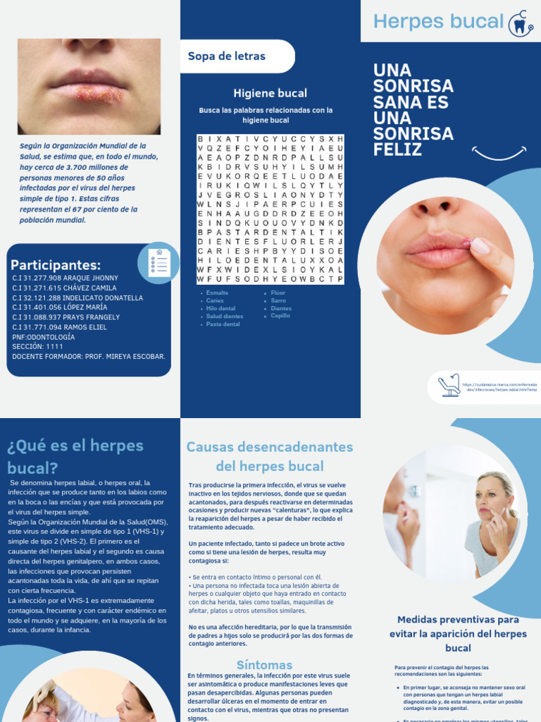 Folleto Herpes Bucal | PDF | Medicina CLINICA | Microbiología