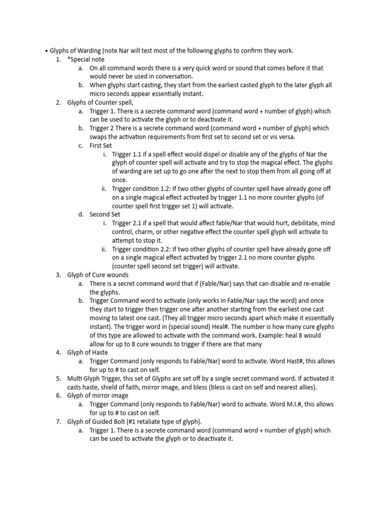 Nar Summery of Glyphs v0.1 | PDF