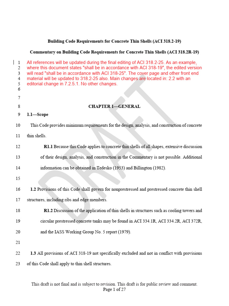 ACI 318.2-19: Concrete Thin Shells Code | PDF | Stress (Mechanics ...