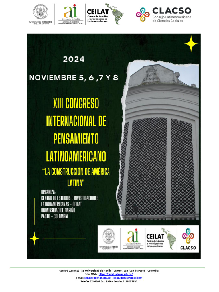 Convocatoria XIII Congreso Internacional de Pensamiento Latinoamericano ...