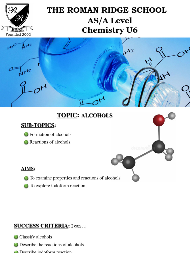 As A Level Chemistry Alcohols Pdf Ethanol Chemical Compounds