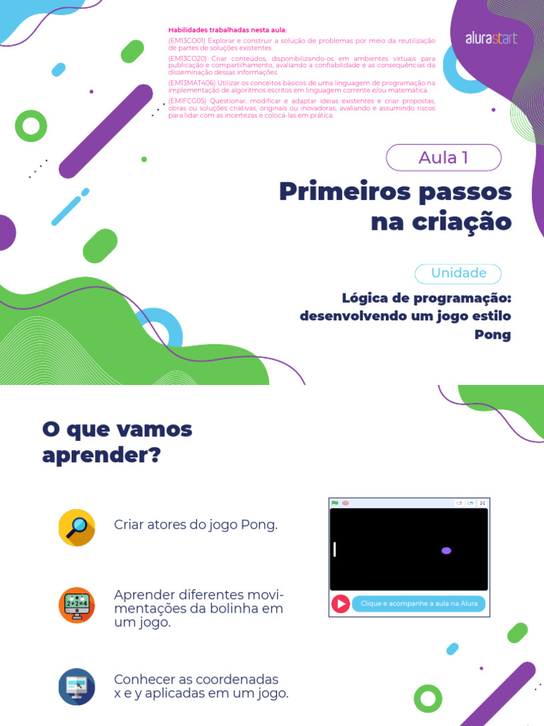 Programação do Jogo Pong no Scratch | PDF | Teclado de computador ...