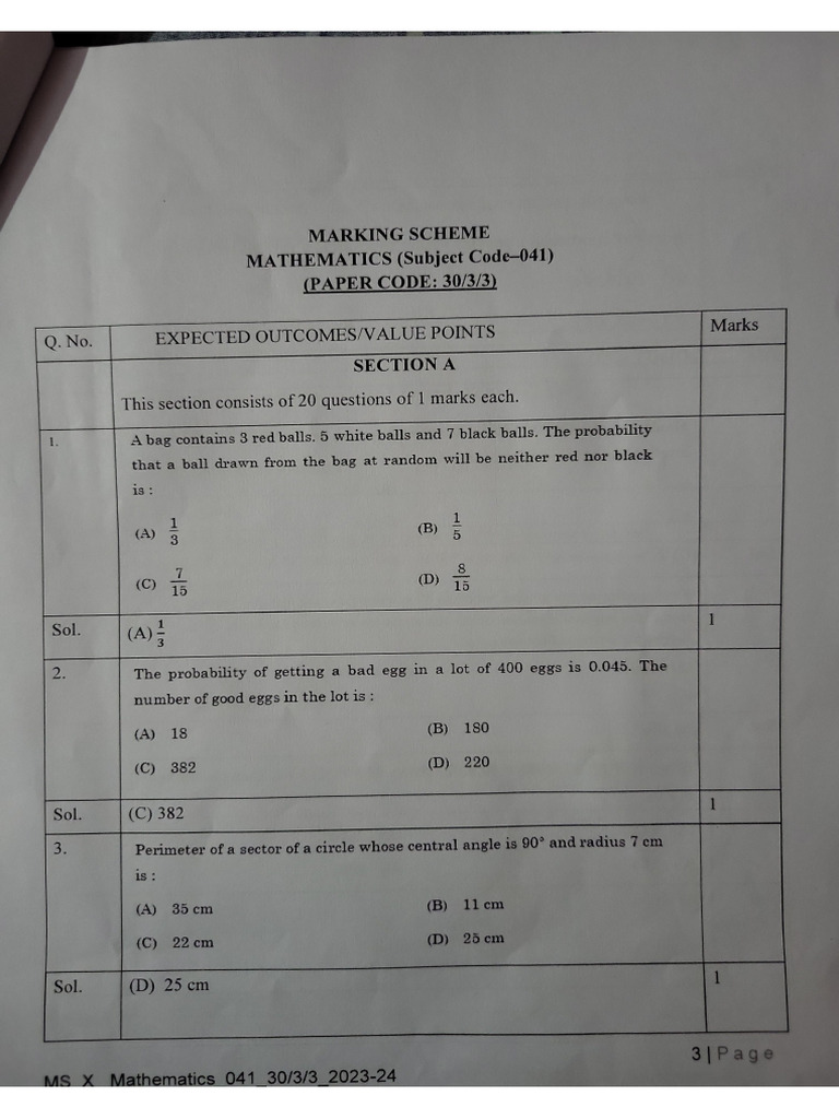 Class X Marking Scheme 2024 Set 3 | PDF
