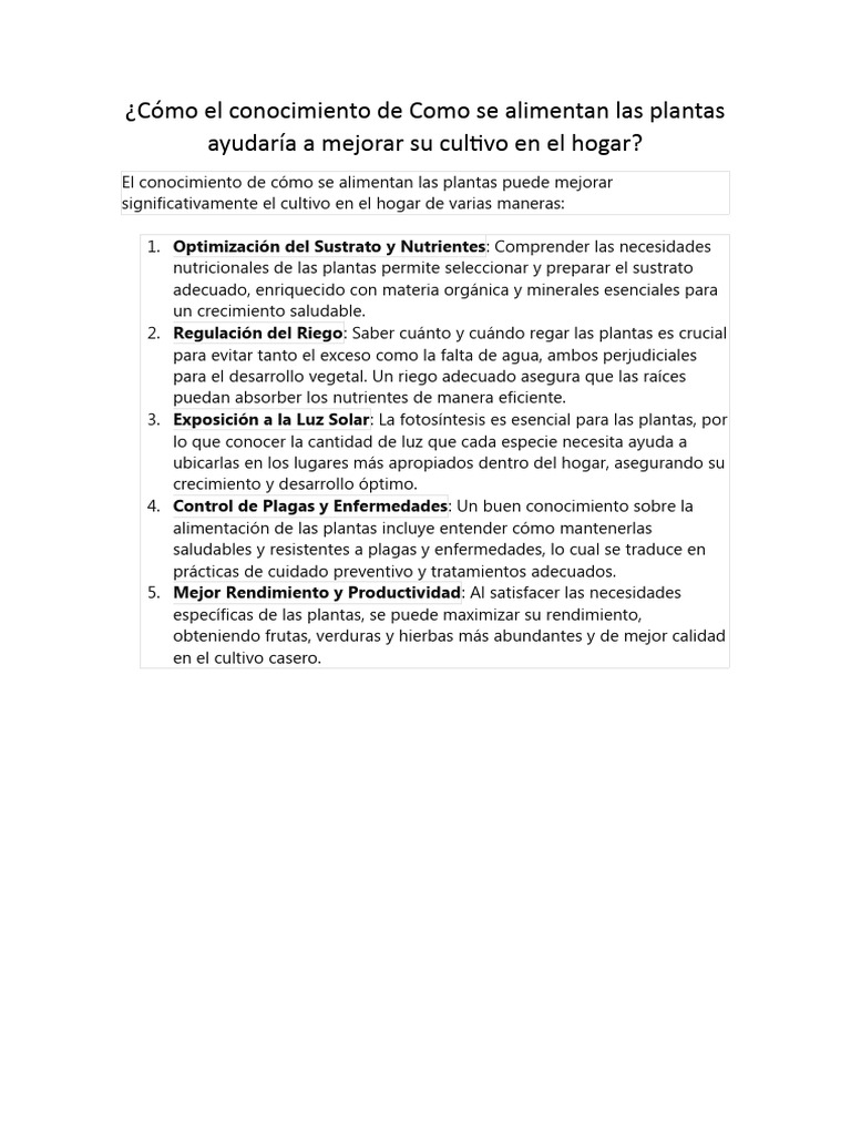 Cómo El Conocimiento de Como Se Alimentan Las Plantas Ayudaría A ...