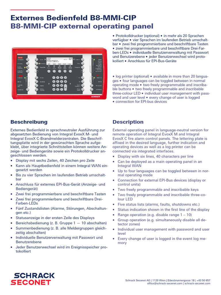 B8-MMI-CIP External Operating Panel | PDF
