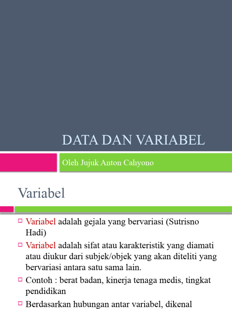 Variabel dan Data dalam Penelitian | PDF | Karier & Perkembangan ...