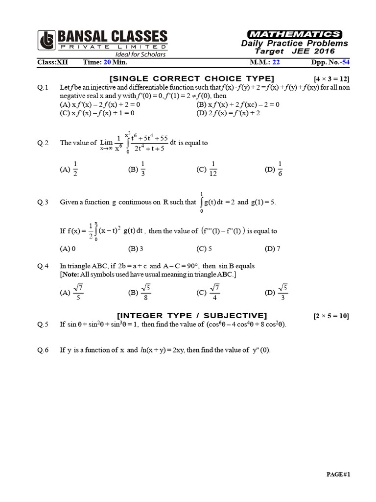 12th Grade Maths Practice Problems | PDF | Area | Mathematical Objects