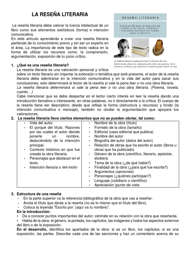 Cómo hacer una reseña literaria | PDF | Autor | Publicación