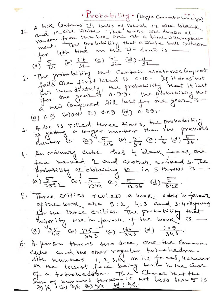 Probability Ashis Sir Sheet | PDF