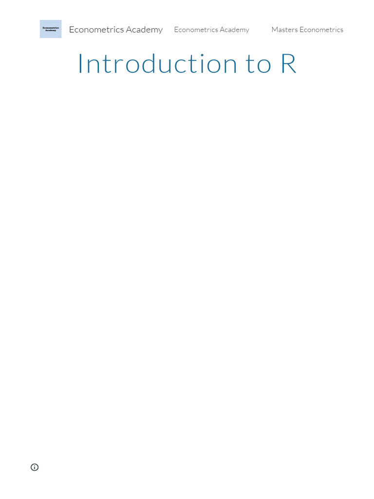 Econometrics Academy - Introduction To R | PDF