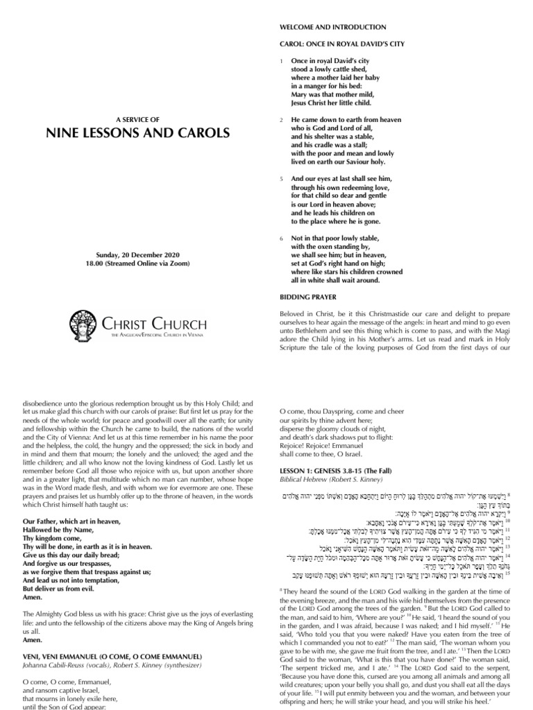 December20 Nine Lessons | PDF | Angels From The Realms Of Glory ...