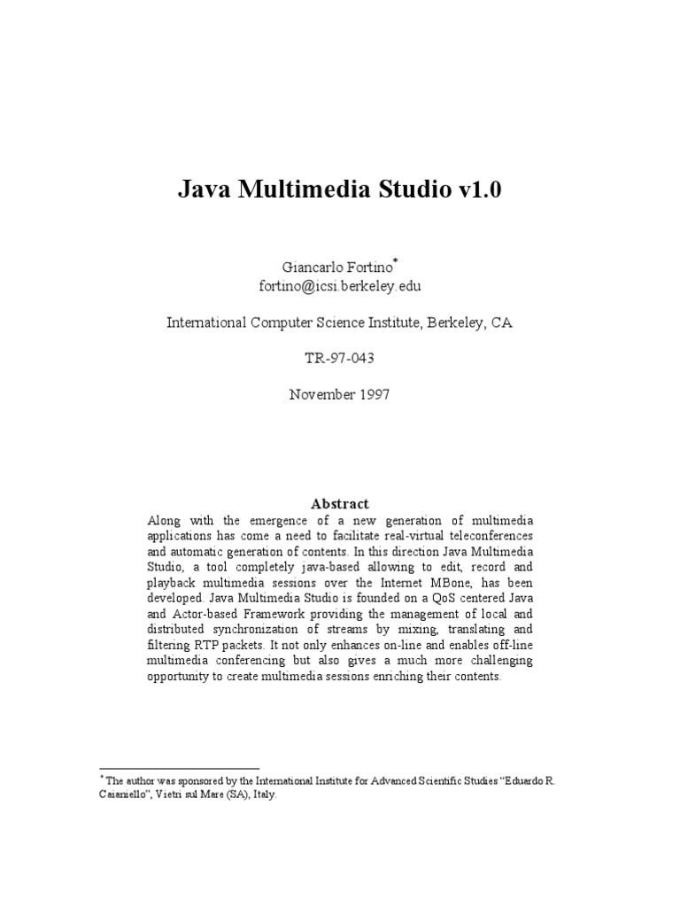 Java Multimedia Studio | PDF | Streaming Media | Multimedia
