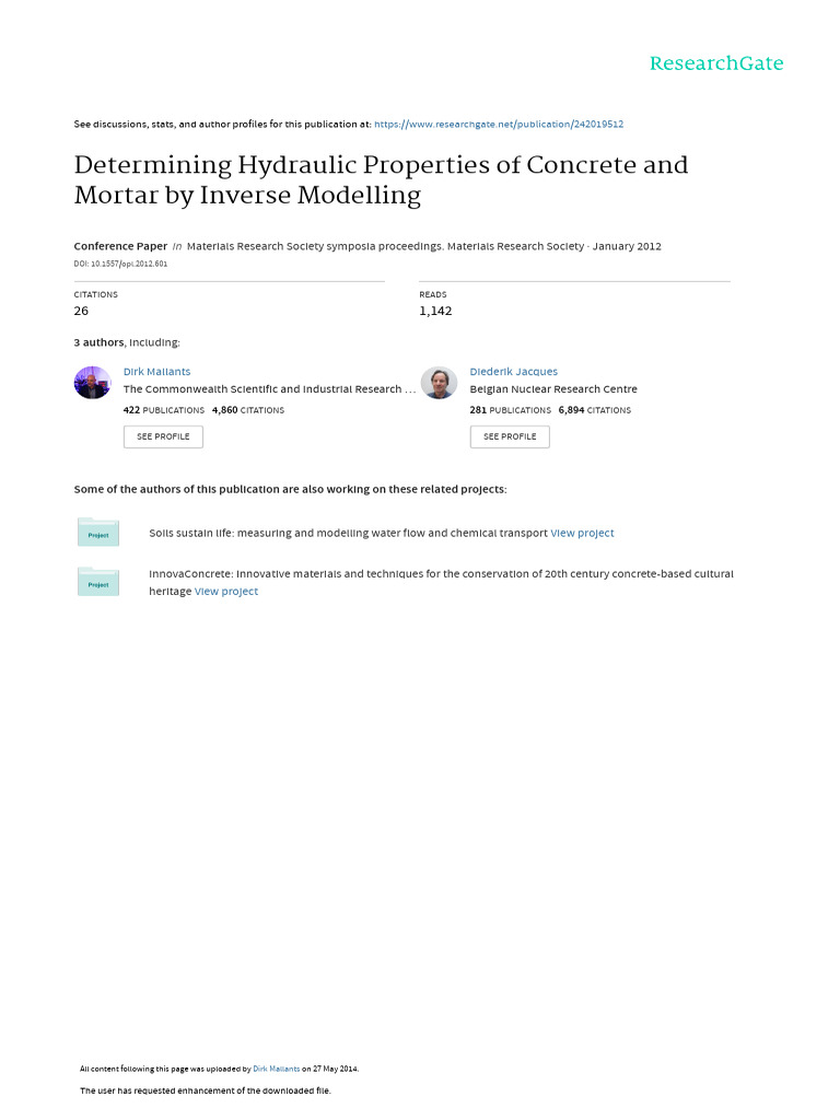 Hydraulic Properties of Concrete & Mortar | PDF | Concrete | Inverse ...