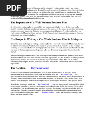 Car Wash Business Plan Malaysia