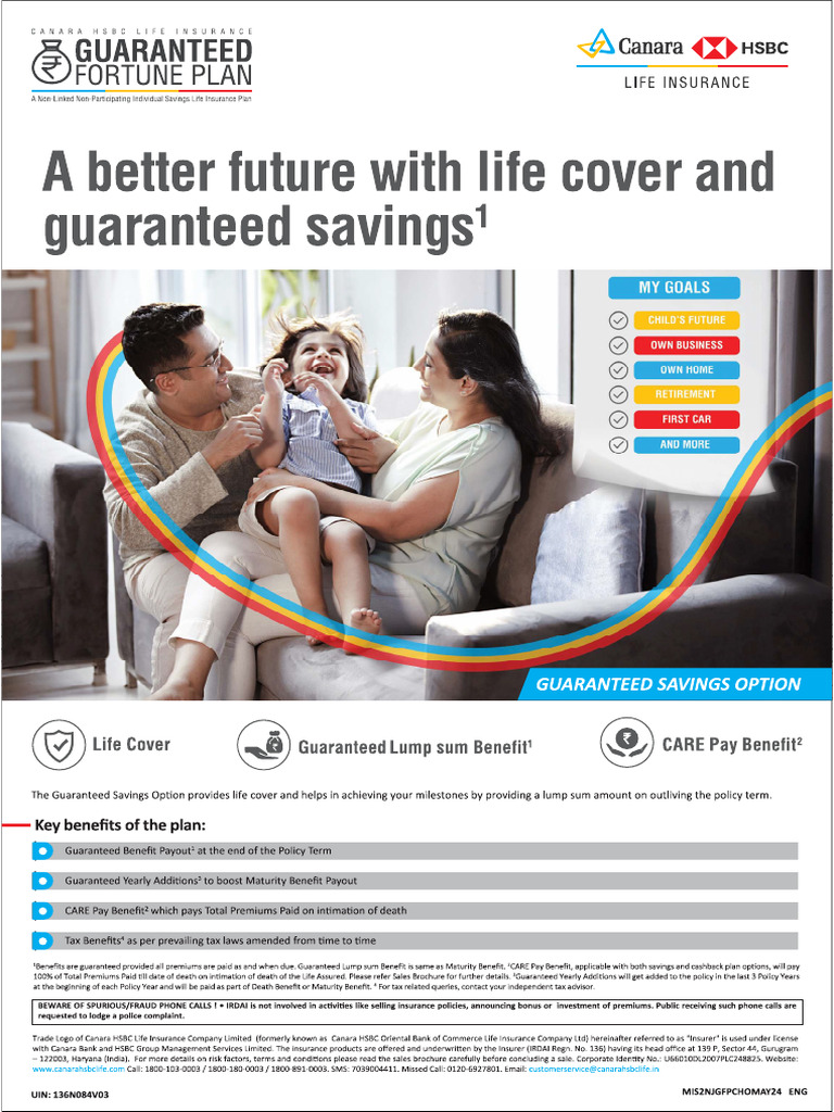 Canara HSBC Guaranteed Fortune Plan | PDF | Insurance | Life Insurance