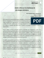 El Pensamiento Crítico en La Enseñanza de Una Lengua Extranjera