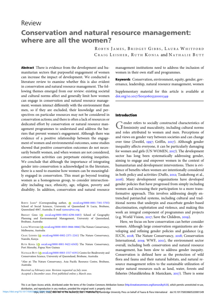 Gender Inclusion in Resource Management | PDF | Natural Resource ...