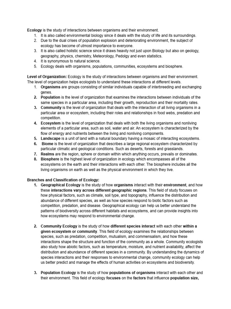 Ecology - EVS End Sem Notes | PDF | Ecology | Ecosystem