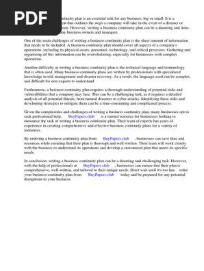 Business Continuity Plan References