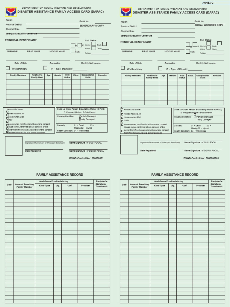 ANNEX G - DAFAC BENEFICIARY SOCIAL WORKERS COPY With Sample Control ...