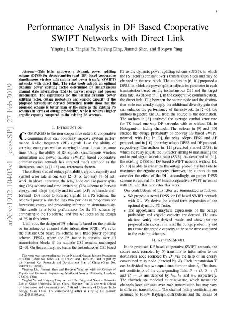 Performance Analysis in DF Based Cooperative | PDF | Telecommunications ...