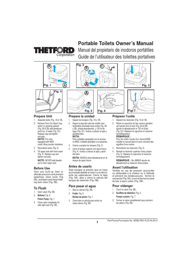 Owners Manual Porta Potti | PDF | Organe d'un moteur à explosion