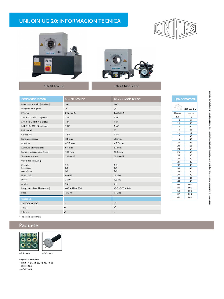 UG20 Uniflex - Ficha Técnica | PDF