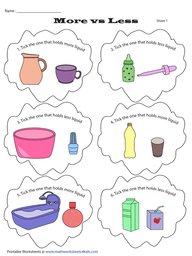 More vs Less Printable Worksheets | PDF