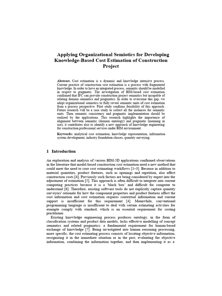 Organizational Semiotics in Cost Estimation | PDF | Knowledge ...