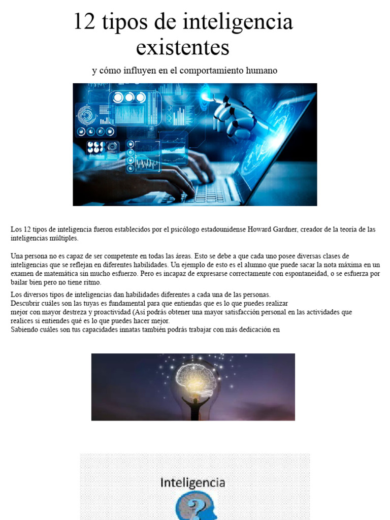 Tipos De Inteligencia Los 12 Tipos De Inteligencia Que Existen – WKEB