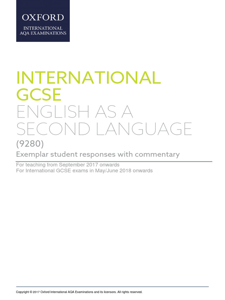 Gcse Esl Exemplar v1.0 12.01.2018 | PDF | English Language | Vocabulary