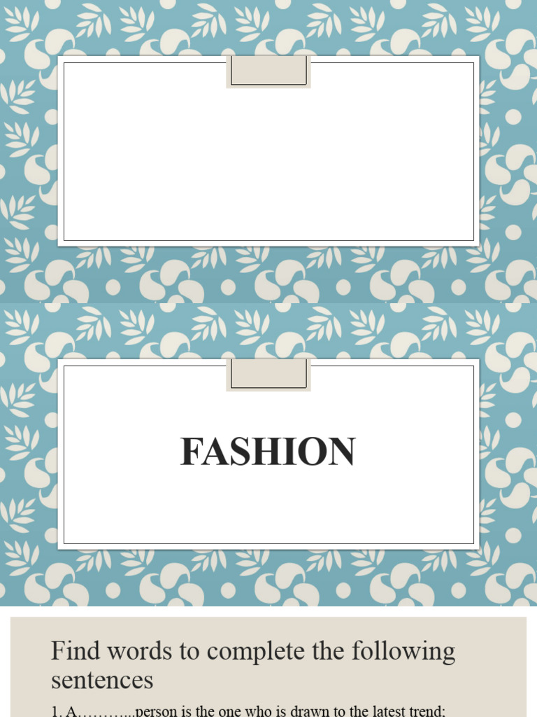 Fashion Vocabulary and Style Guide | PDF | Clothing | Fashion