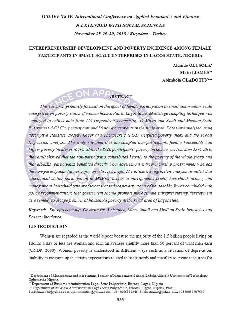 Entrepreneurship Development and Poverty | PDF | Entrepreneurship | Poverty