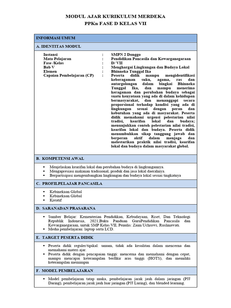 Modul Ajar Ppkn Kelas 7 Sem 2 Pdf