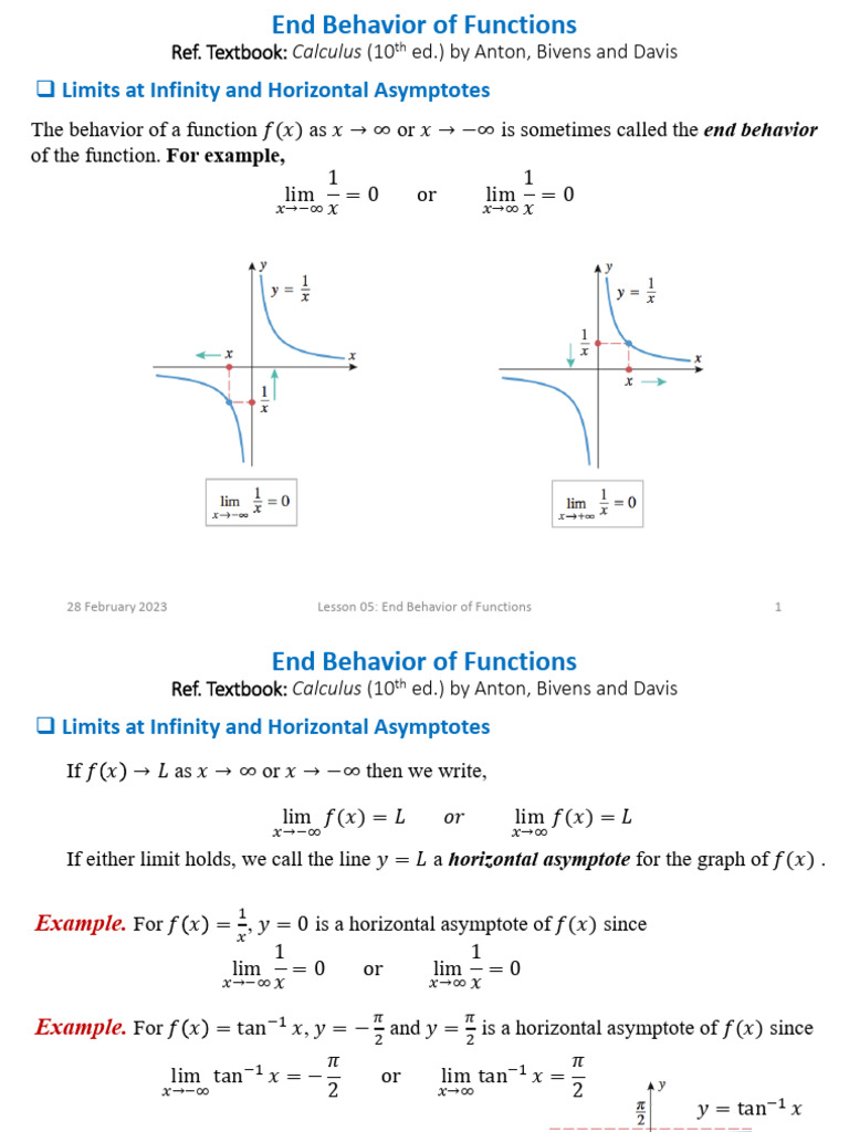 Lesson 05 - End Behavior of Functions-1-1 | PDF | Asymptote | Infinity