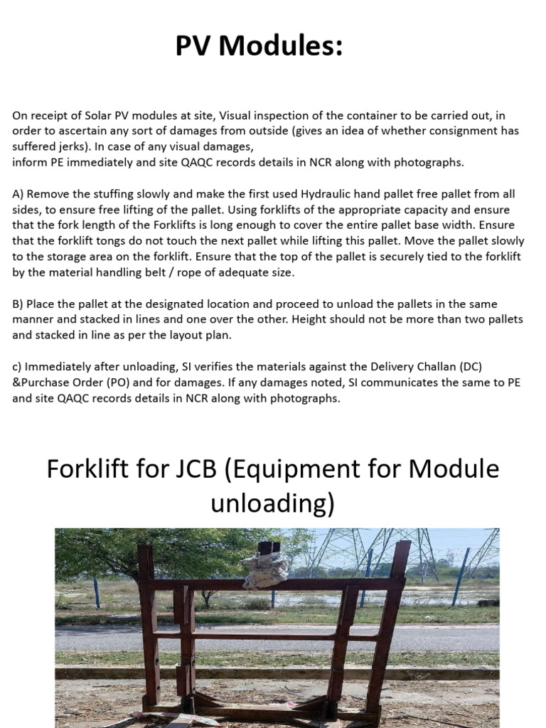 Solar PV Module Unloading Procedures | PDF