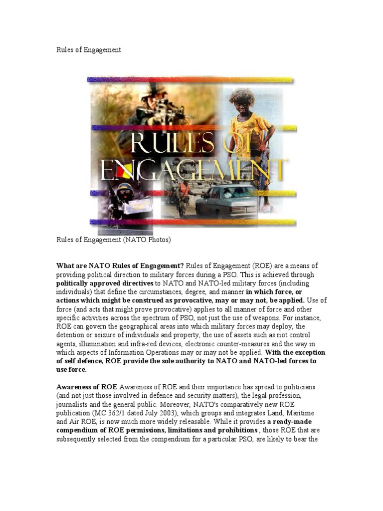 Rules of Engagement | PDF | Nato | Self Defense